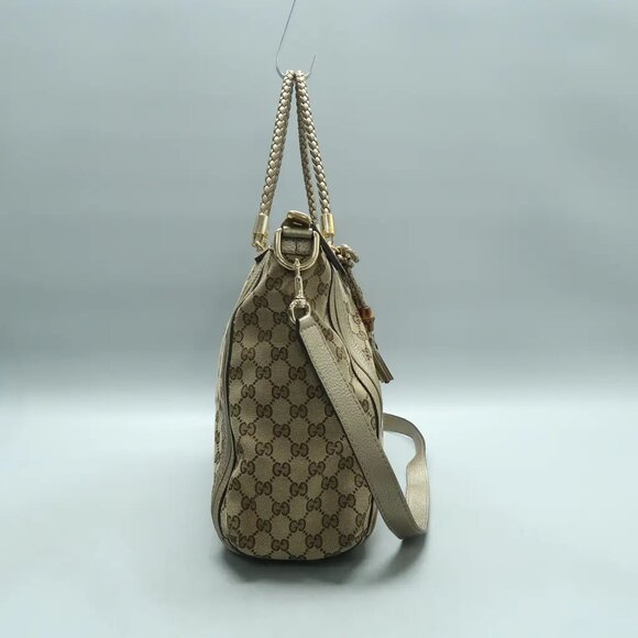 GUCCI Bella Brown Cloth Satchel 615-021425 - Picture 4 of 12
